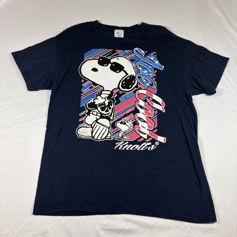 Vintage 90s Y2K Peanuts Snoopy Woodstock Joe Cool Red White Blue T-Shirt Medium